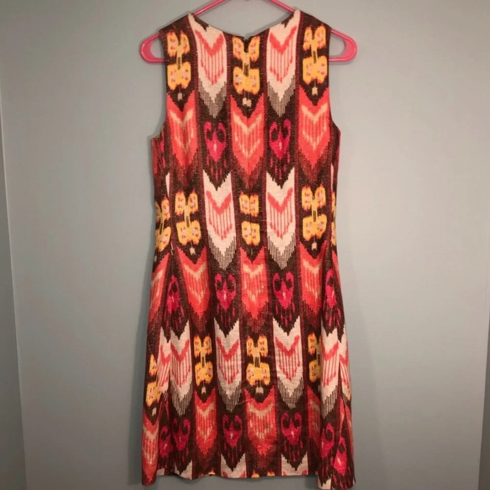 Tory Burch pink and Orange Patterned sheath Midi Dress Size 6